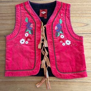 Oilily Velvet Embroidered Vest, Size 128